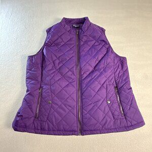 Fuinloth Quilted‎ Puffer Vest Womens 2XL Sleeveless Zip Front Purple NWT